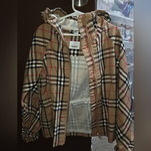 Burberry Beige and Red Checkered Jacket